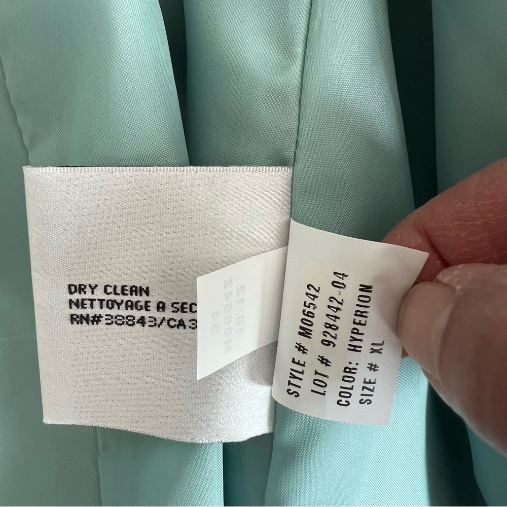 DKNY Women's Belted Faux Leather Trim Mint Green Trench Coat - XL - Picture 5 of 8